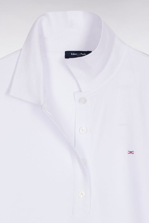 Polo manches courtes en coton stretch blanc coupe slim - Image 2