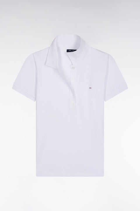 Polo manches courtes en coton stretch blanc coupe slim - Image 1
