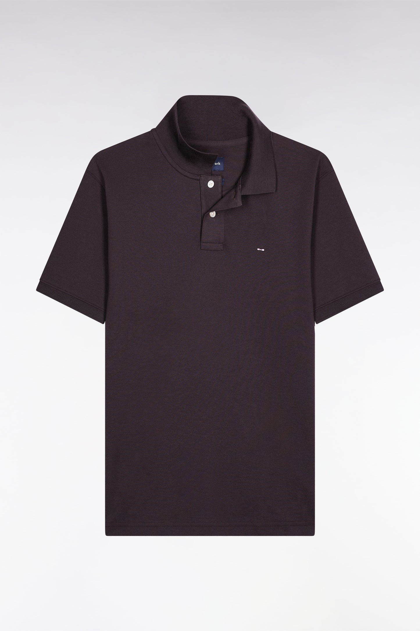 Short-sleeved polo shirt in brown Pima cotton, straight cut