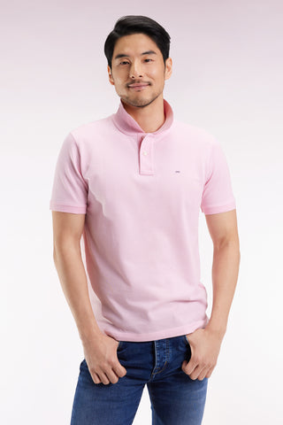 Polo manches courtes en coton Pima rose coupe droite
