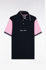 Two-tone navy short-sleeved polo shirt
