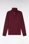 Polo à manches longues en coton stretch bordeaux coupe slim