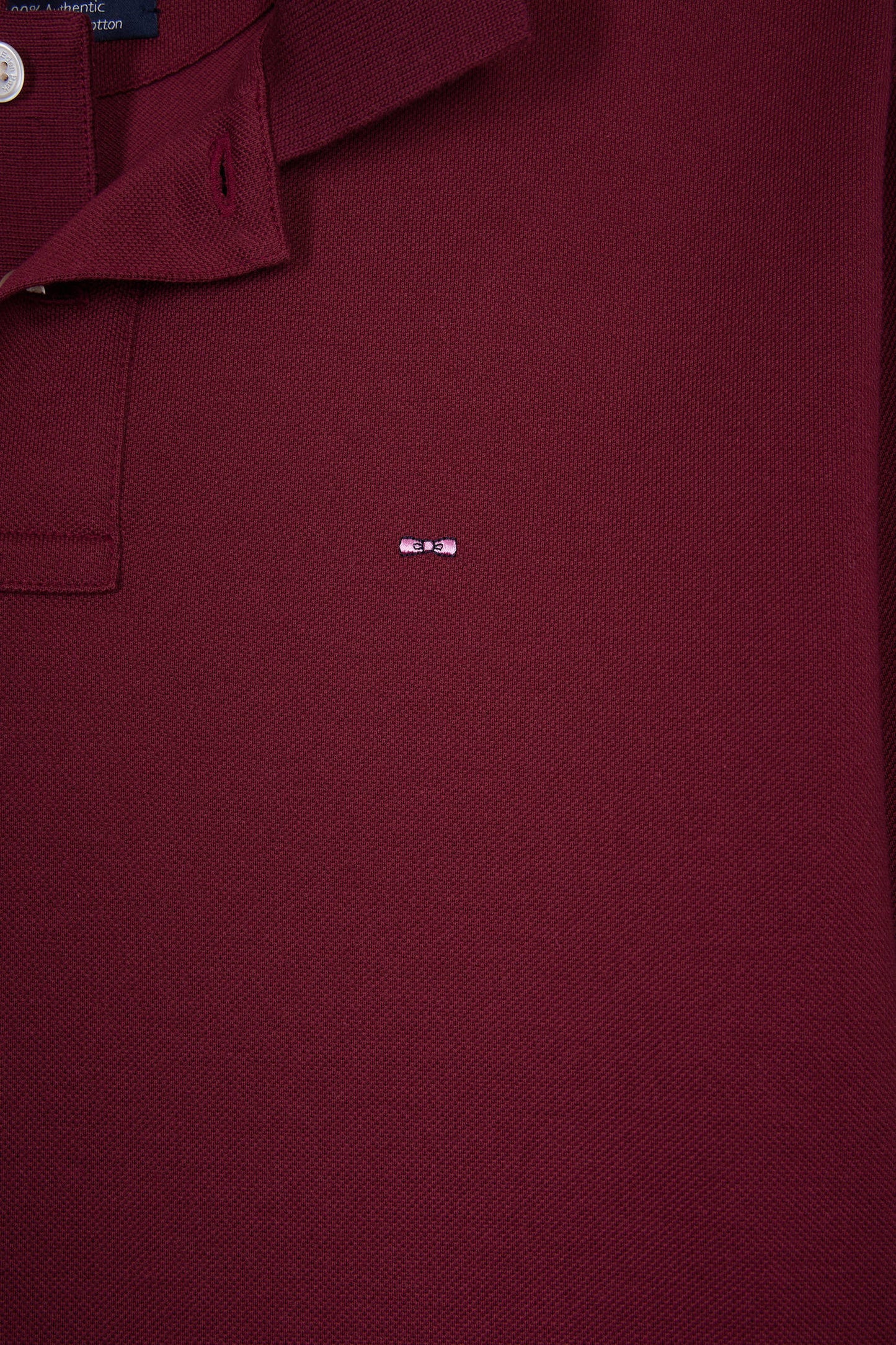 Polo à manches longues en coton Pima bordeaux coupe droite