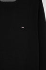 Black wool and cotton round-neck sweater