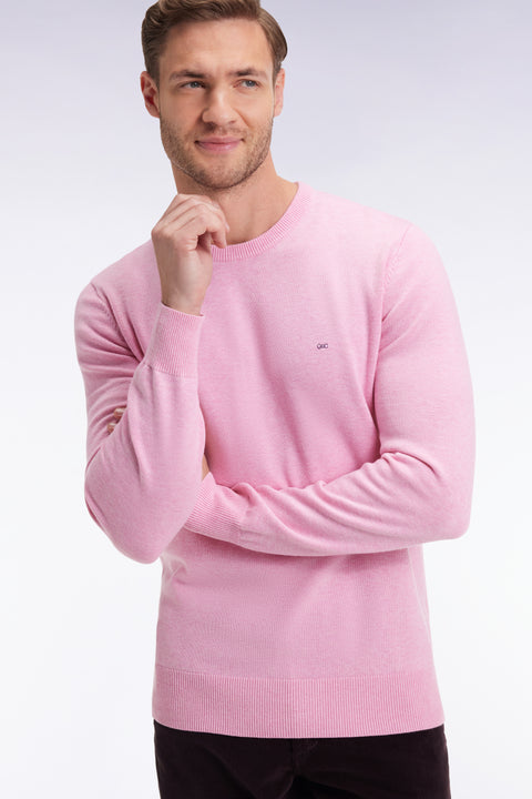 Pink wool and cotton round-neck sweater - Image 3