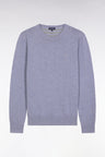 Blue wool and cotton round-neck sweater