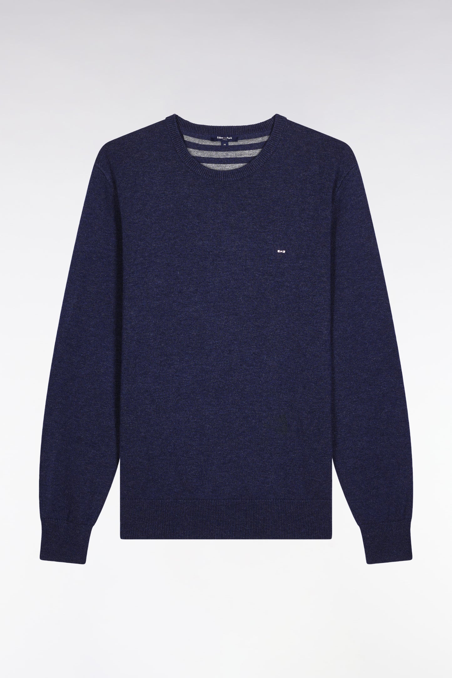 Dark blue wool and cotton round-neck sweater