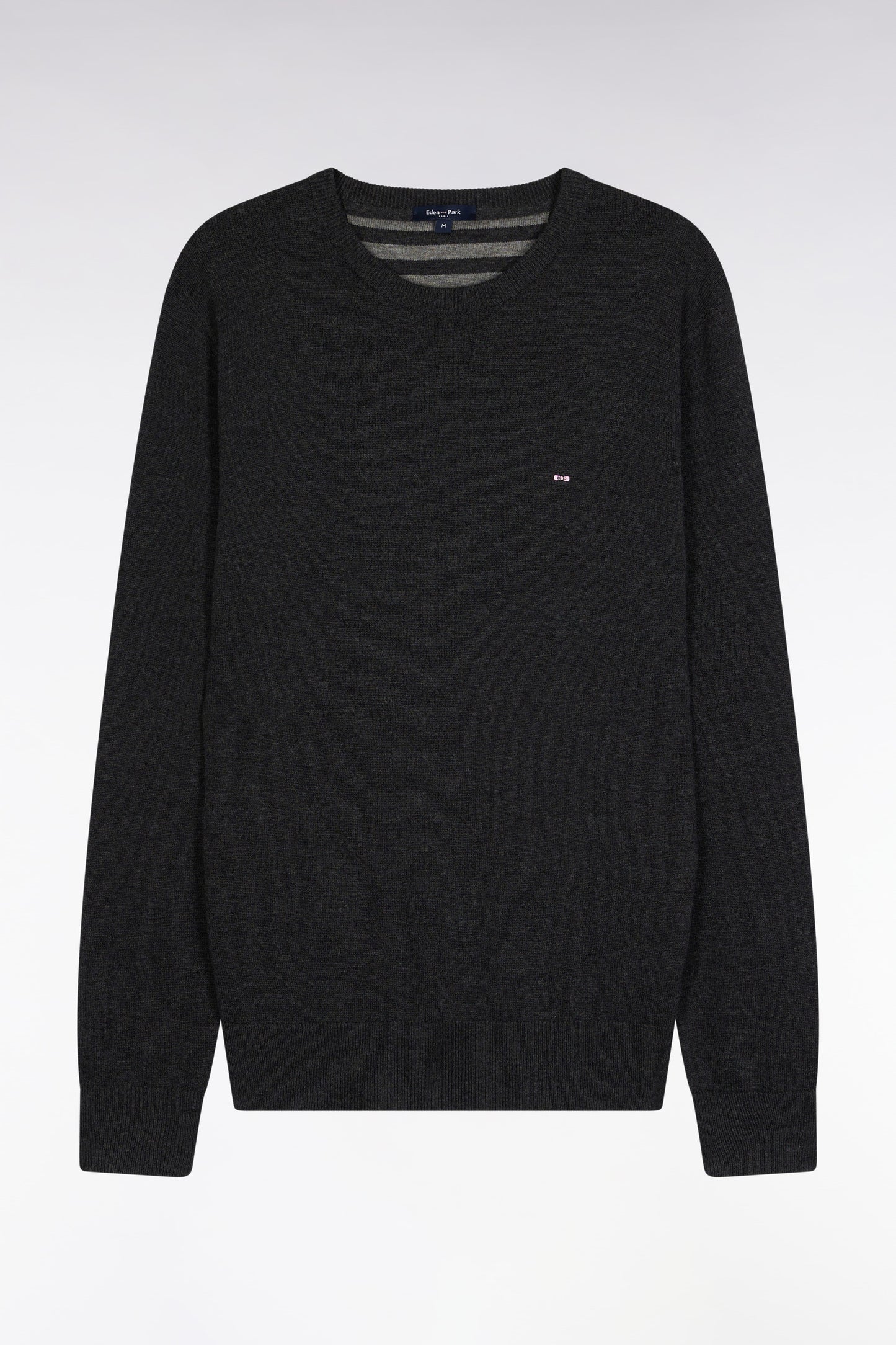 Dark grey wool and cotton round-neck sweater