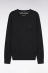 Dark grey wool and cotton round-neck sweater