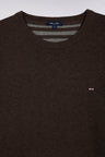 Dark brown wool and cotton round-neck sweater