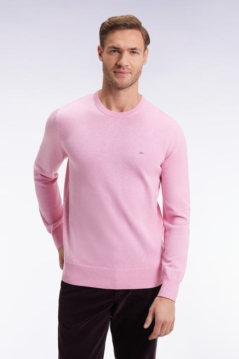 Pink wool and cotton round-neck sweater - Image 1