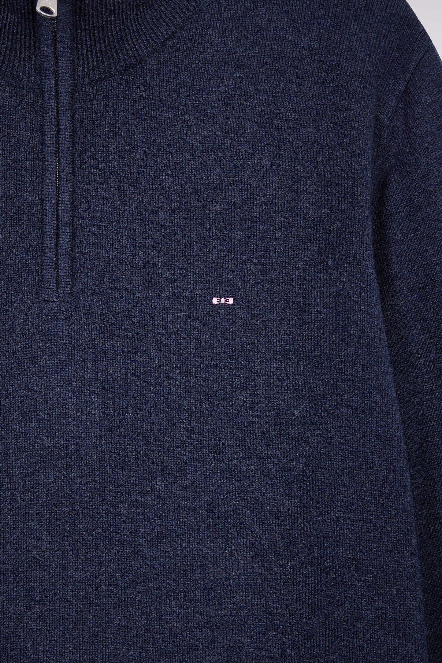 Blue wool and cotton trucker-neck sweater