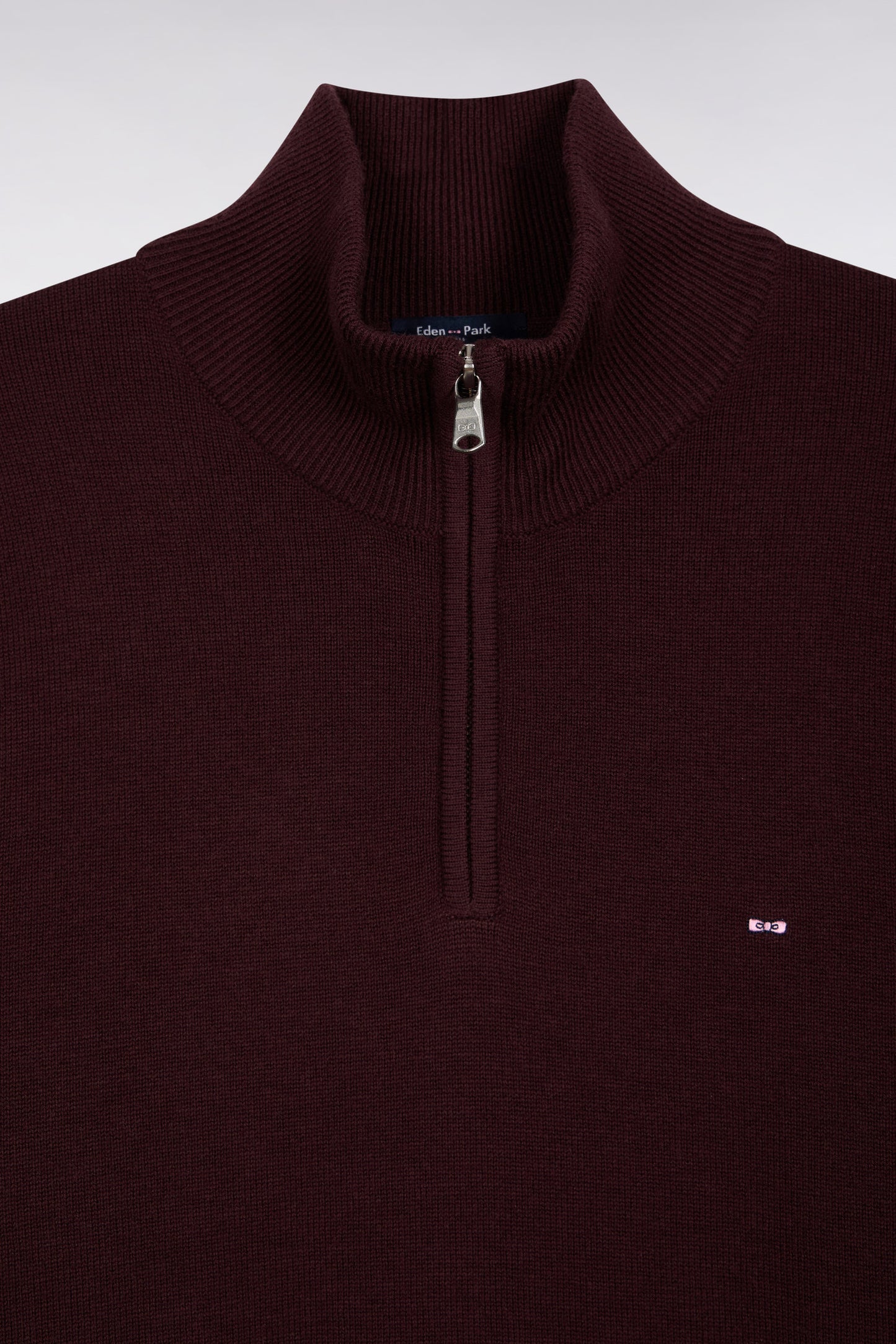 Truck-neck sweater in burgundy wool and cotton