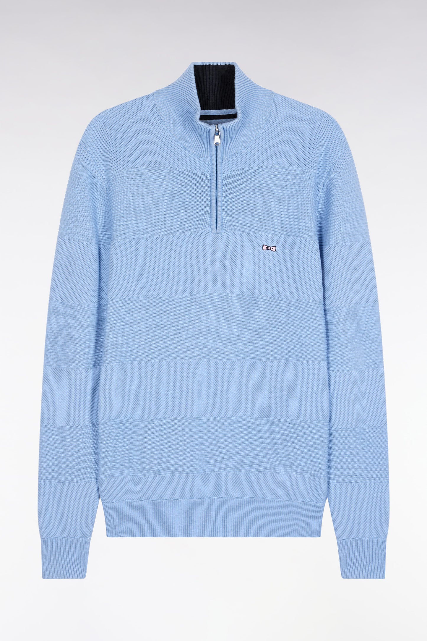 Sky cotton trucker-neck sweater with stripe effect
