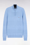 Sky cotton trucker-neck sweater with stripe effect