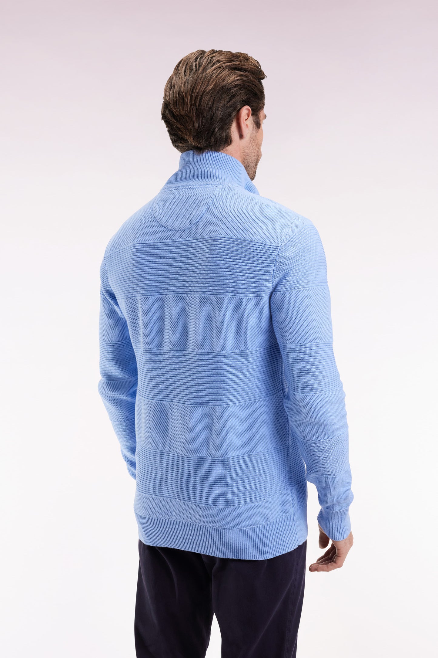 Sky cotton trucker-neck sweater with stripe effect