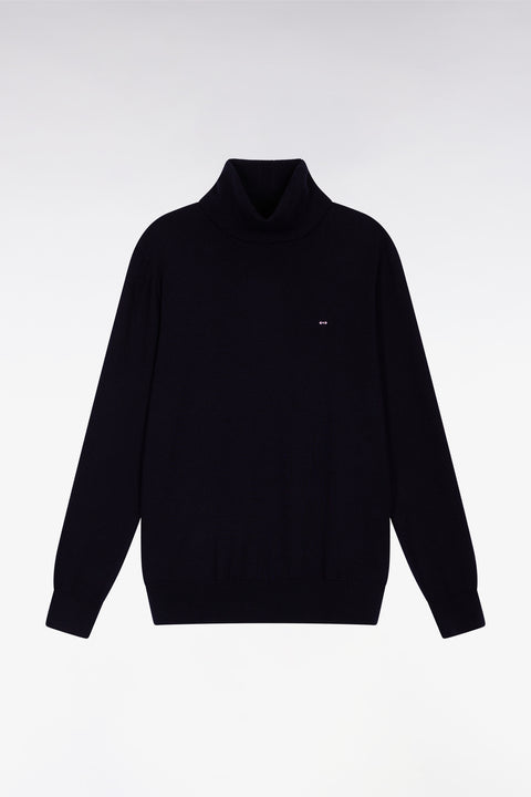 Pull col roulé en laine mérinos marine - Image 2
