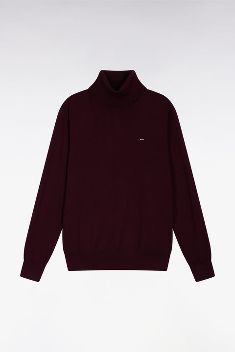 Pull col roulé en laine mérinos bordeaux - Image 2