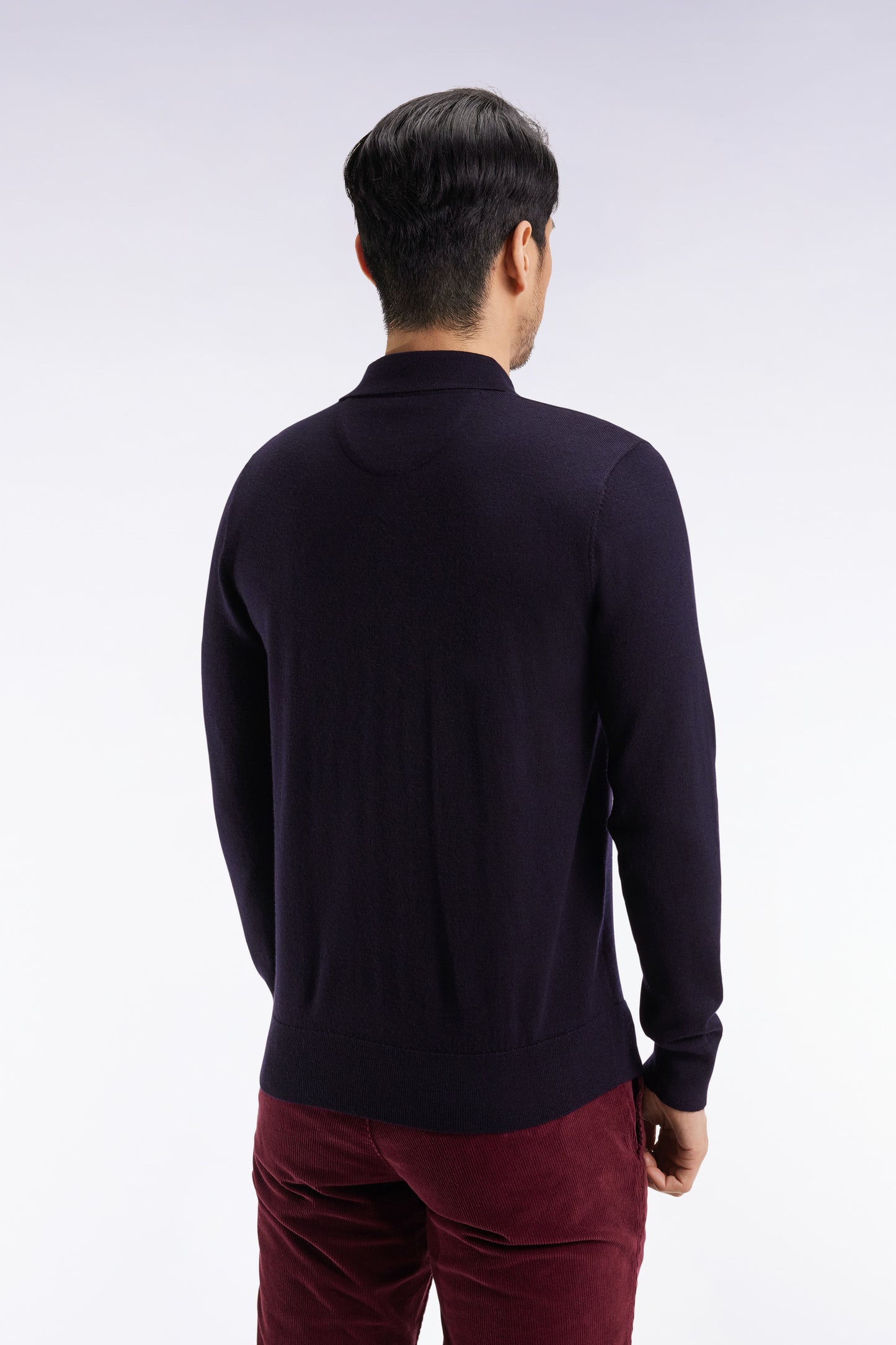 Pull col maillot en laine mérinos marine