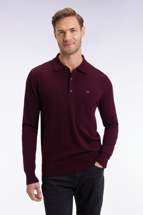 Pull col maillot en laine mérinos bordeaux - Image 1