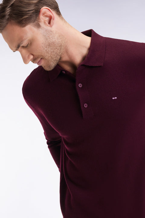 Pull col maillot en laine mérinos bordeaux - Image 3