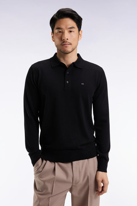 Pull col maillot en laine mérinos noir - Image 1