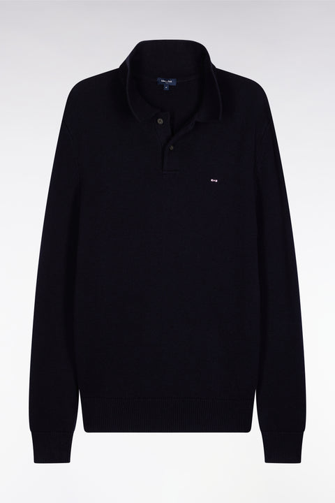 Pull col maillot épais en laine et coton marine - Image 2