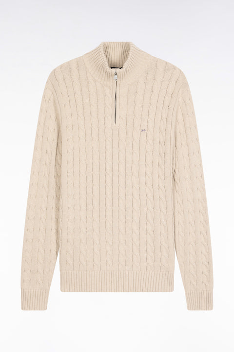 Pull col camionneur en coton torsadé beige - Image 2