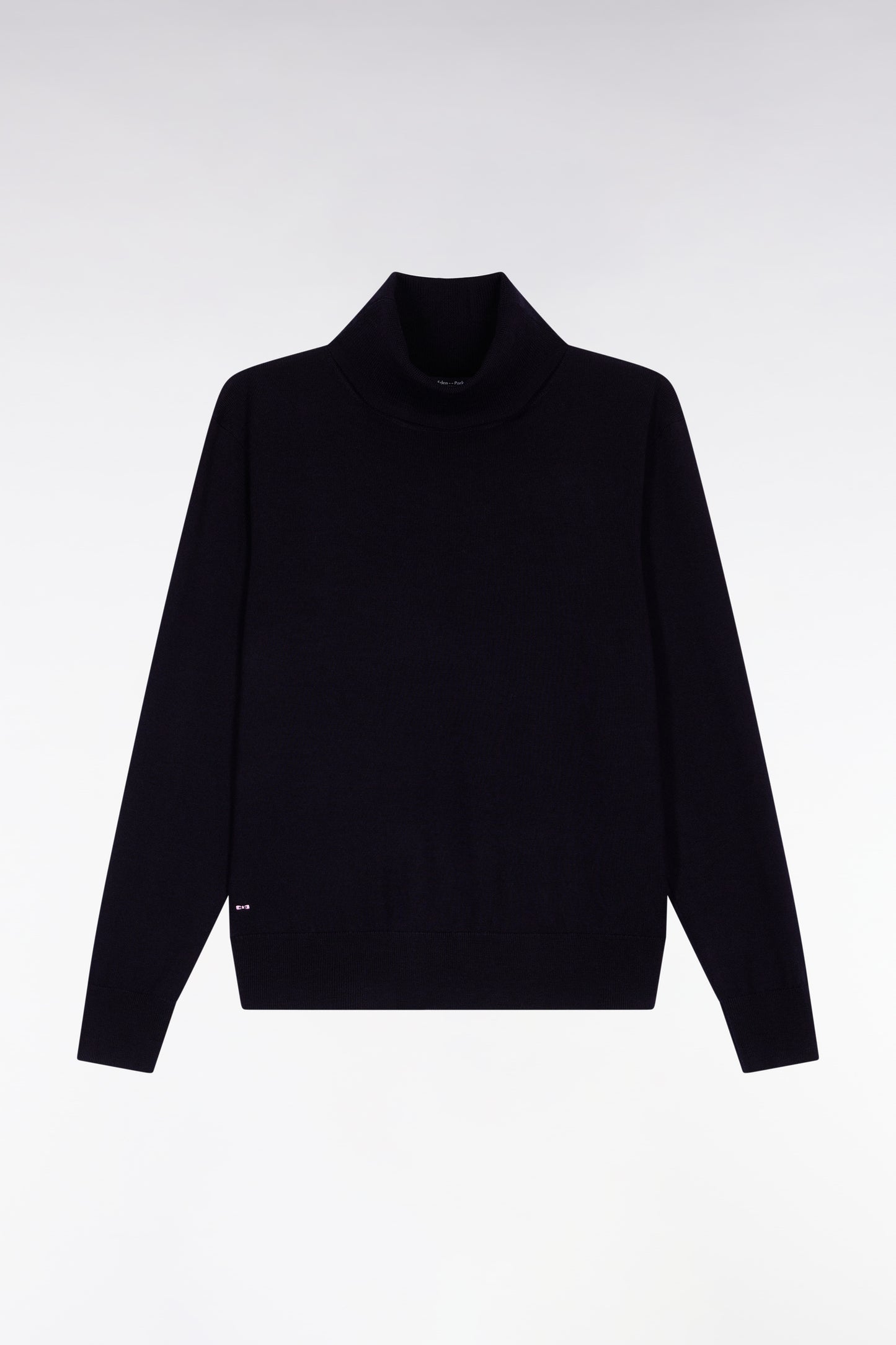 Pull à col roulé en laine mérinos marine