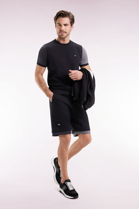 Short en molleton coton noir coupe ample - Image 3