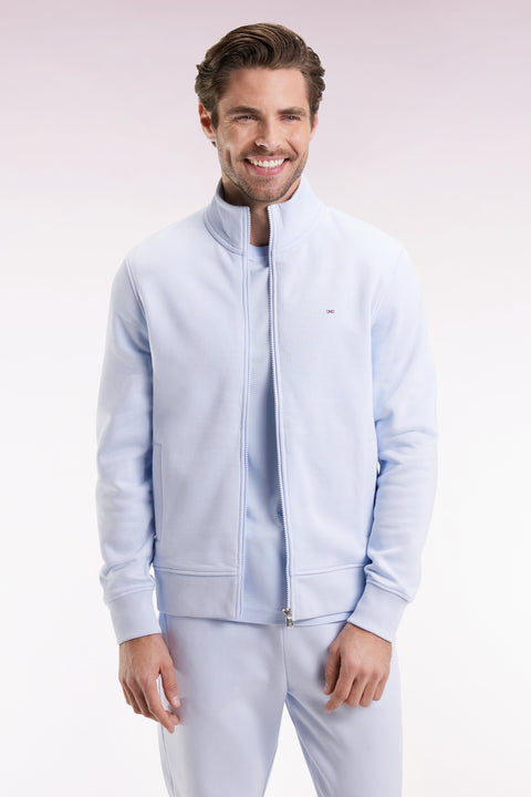 Sweatshirt zippé en coton ciel coupe droite - Image 1