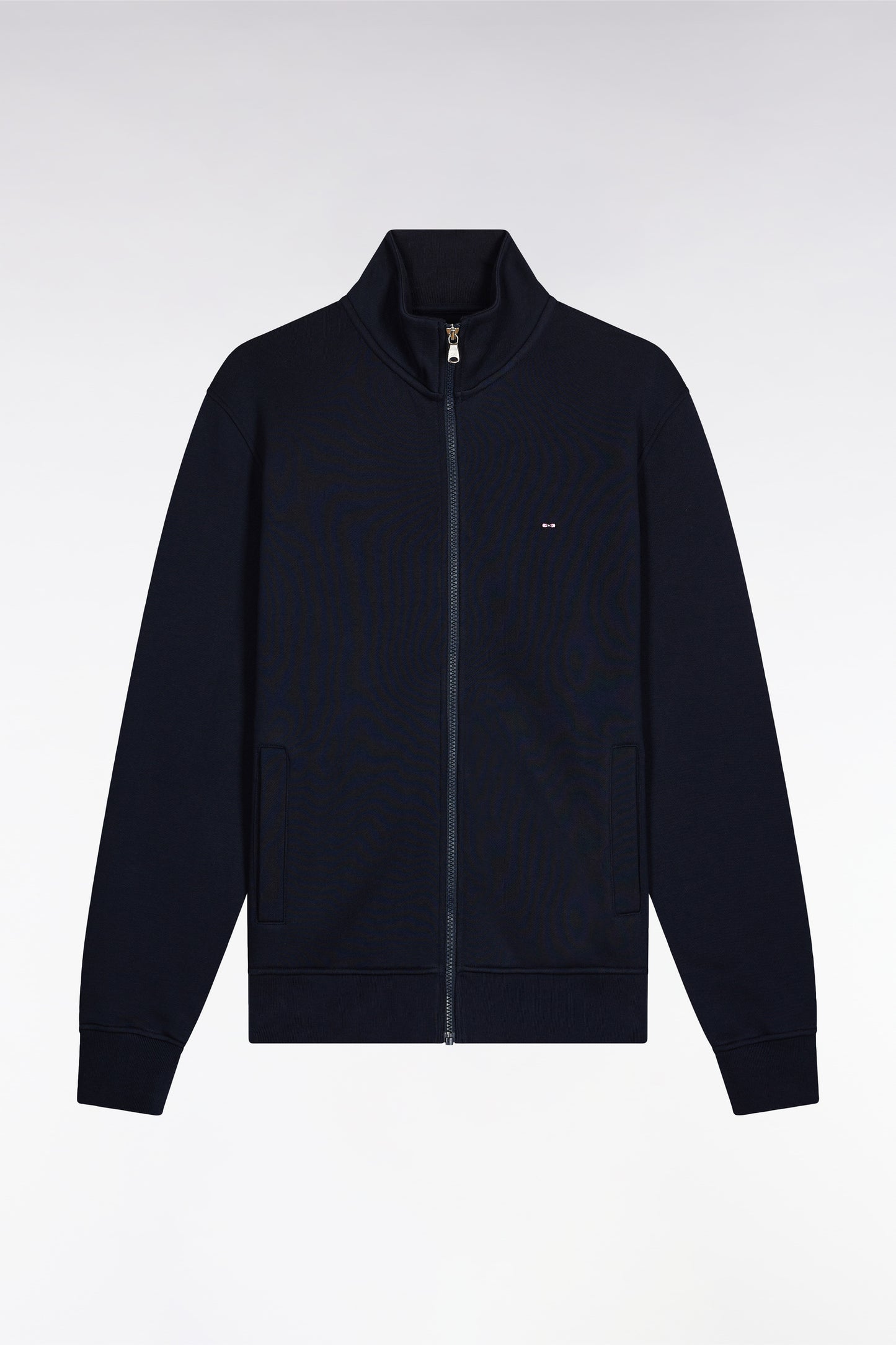 Sweatshirt zippé en coton marine coupe droite