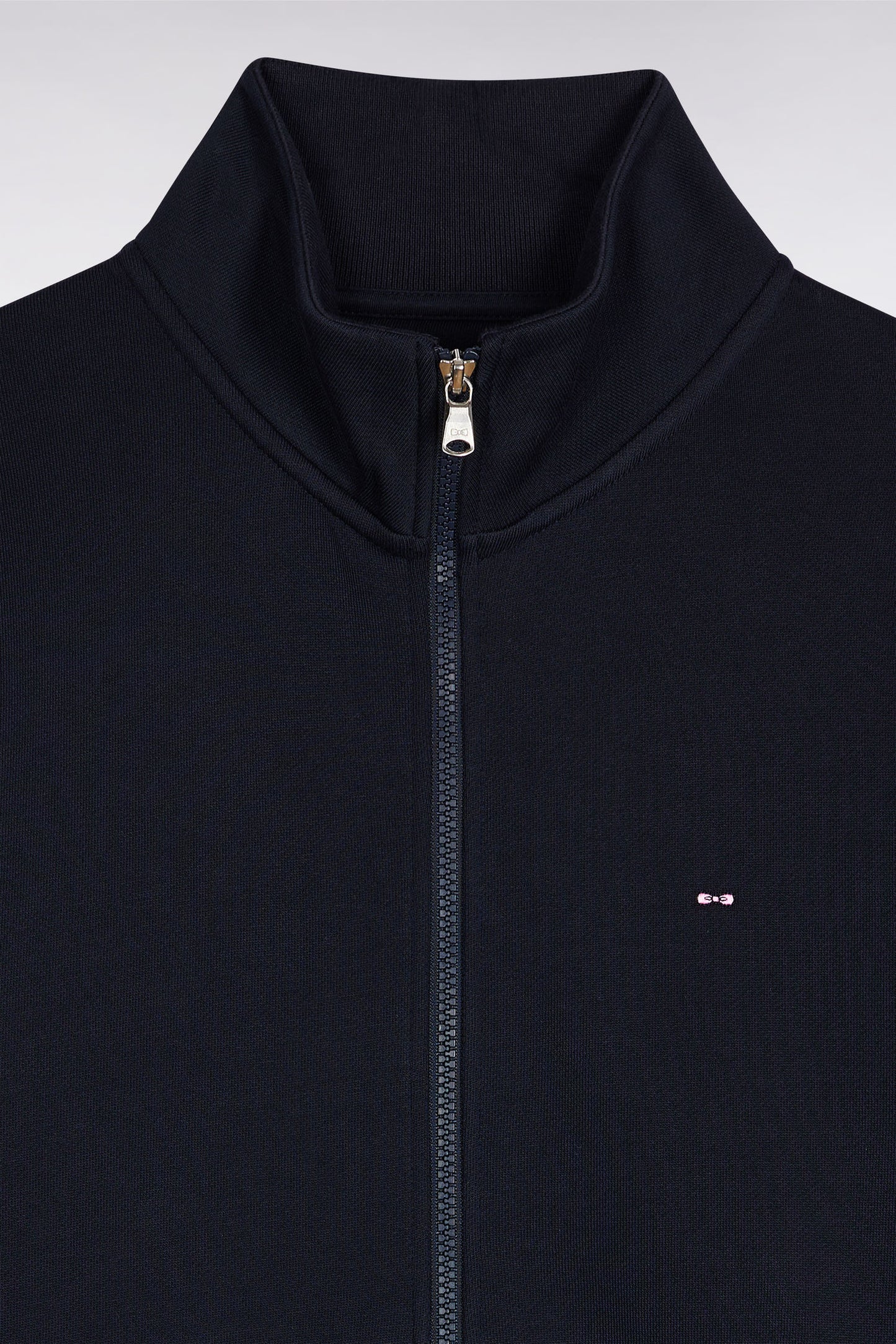 Sweatshirt zippé en coton marine coupe droite