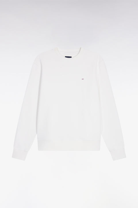 Sweatshirt à col rond en coton blanc coupe droite - Image 2