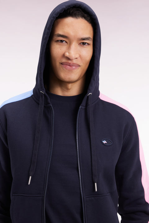 Zip-up hooded sweatshirt in navy fleece - Image 3