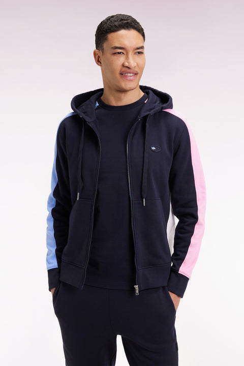 Zip-up hooded sweatshirt in navy fleece - Image 1