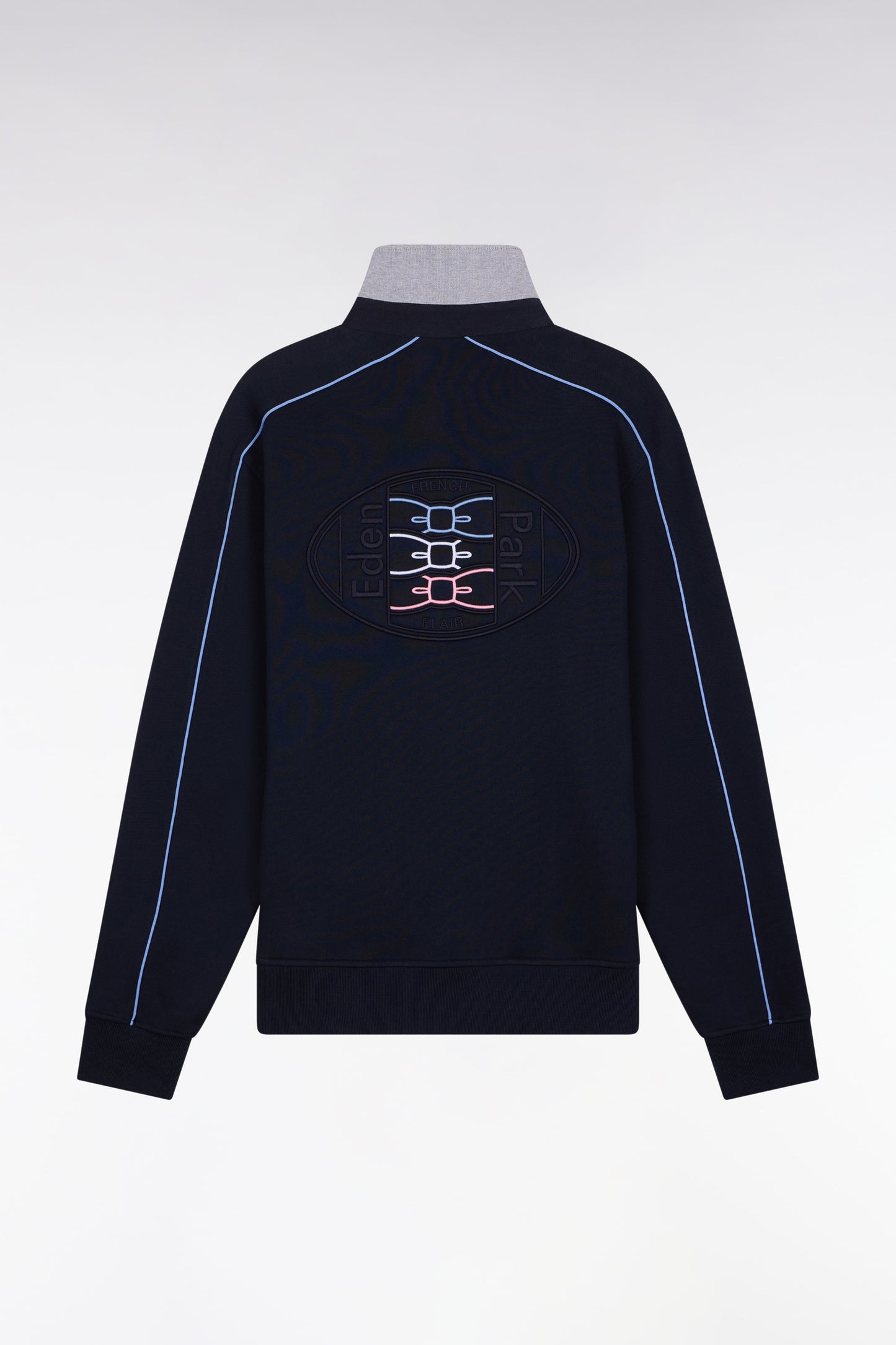 Shirt-neck sweatshirt in navy brushed fleece