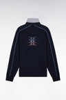 Shirt-neck sweatshirt in navy brushed fleece