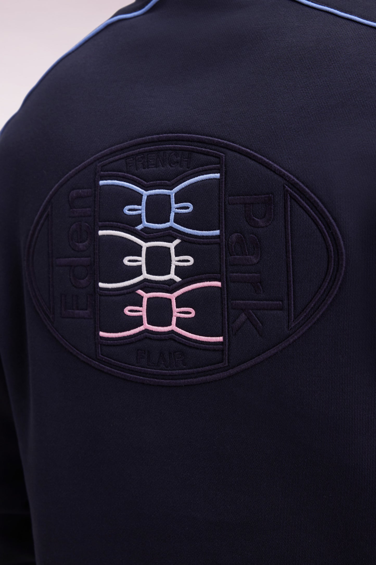 Shirt-neck sweatshirt in navy brushed fleece