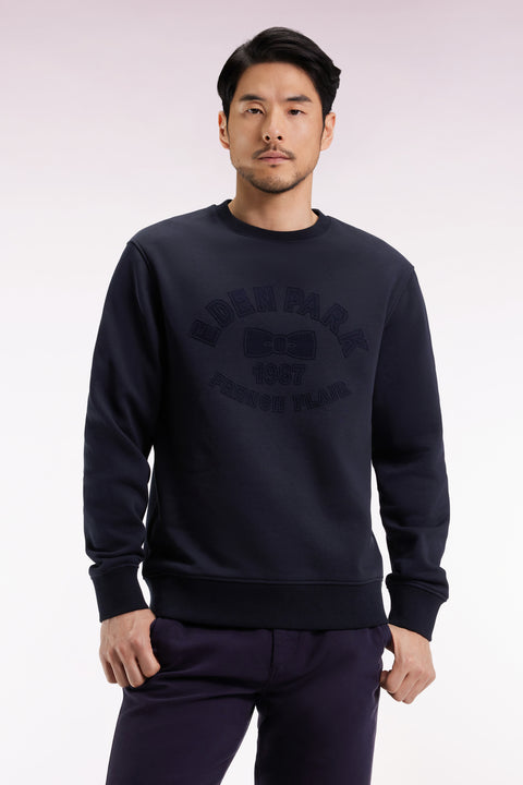 Sweatshirt à col rond en coton mélangé écru coupe Relaxed - Image 1