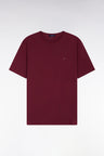 T-shirt manches courtes à col rond en coton Pima bordeaux