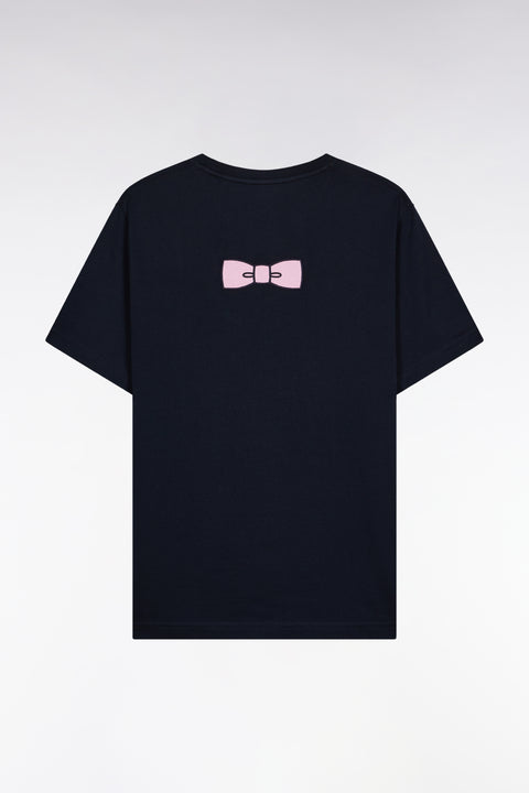 T-shirt à manches courtes broderie dos en coton Pima marine - Image 2