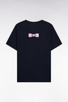 T-shirt à manches courtes broderie dos en coton Pima marine