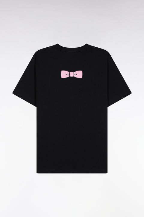 T-shirt à manches courtes broderie dos en coton Pima noir - Image 2