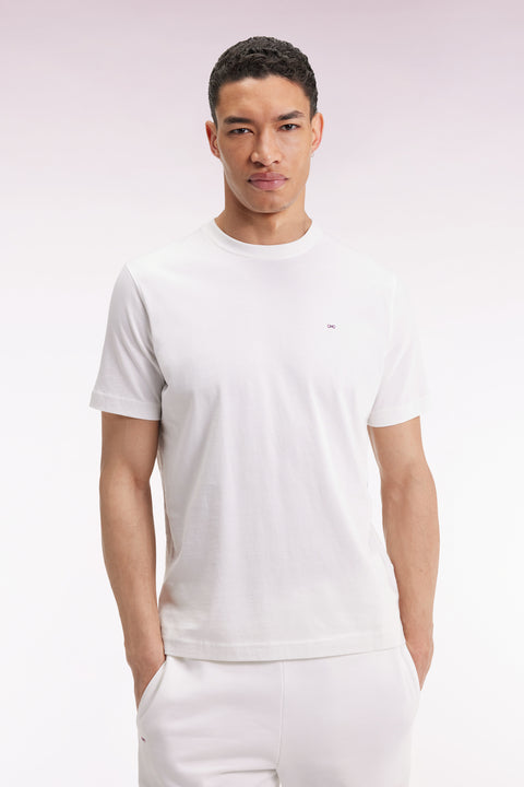 T-shirt à manches courtes broderie dos en coton Pima écru - Image 1