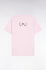 T-shirt à manches courtes broderie dos en coton Pima rose