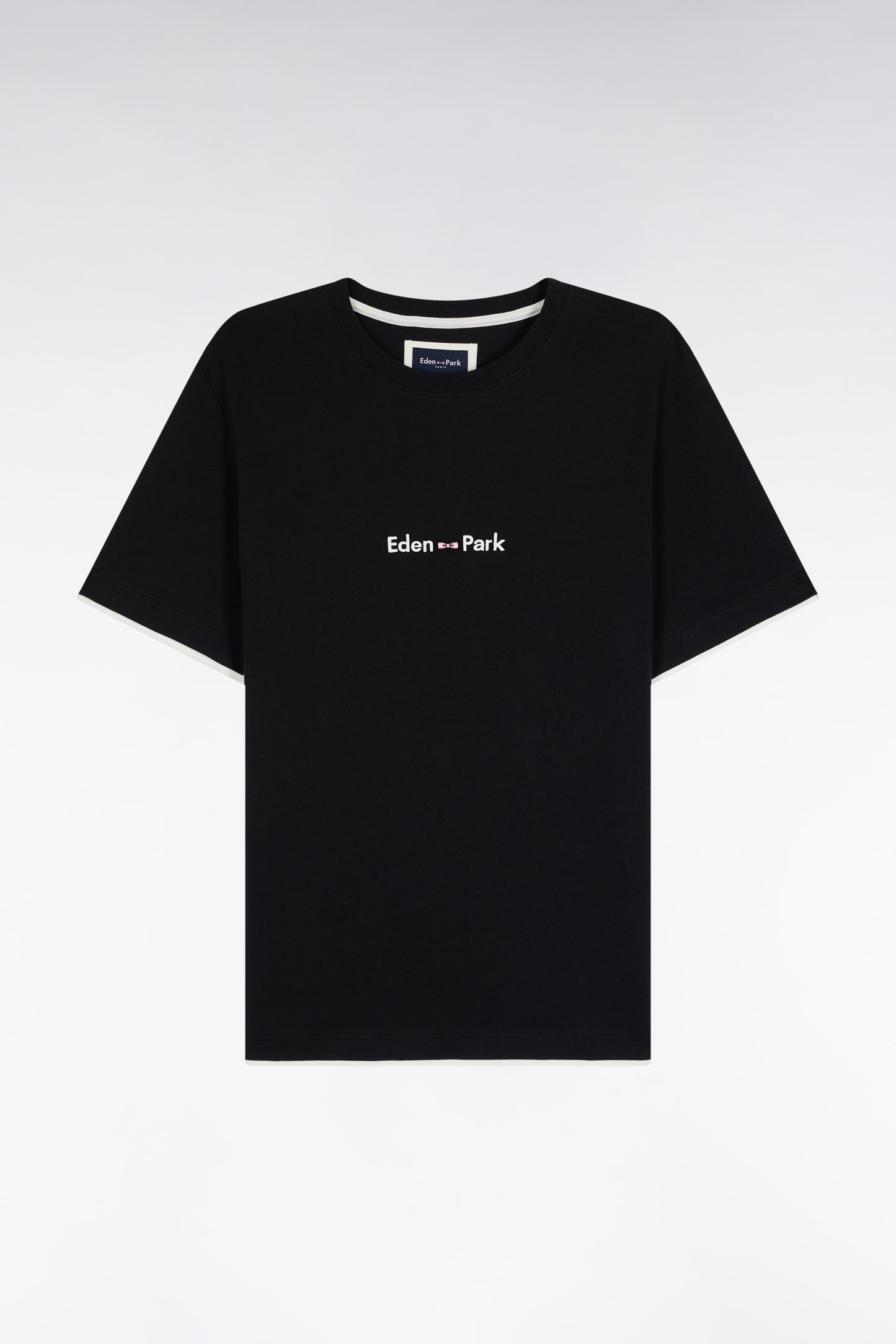 T-shirt à manches courtes broderie Eden Park en coton noir