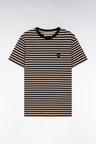 T-shirt à manches courtes en jersey de coton rayé marine et marron