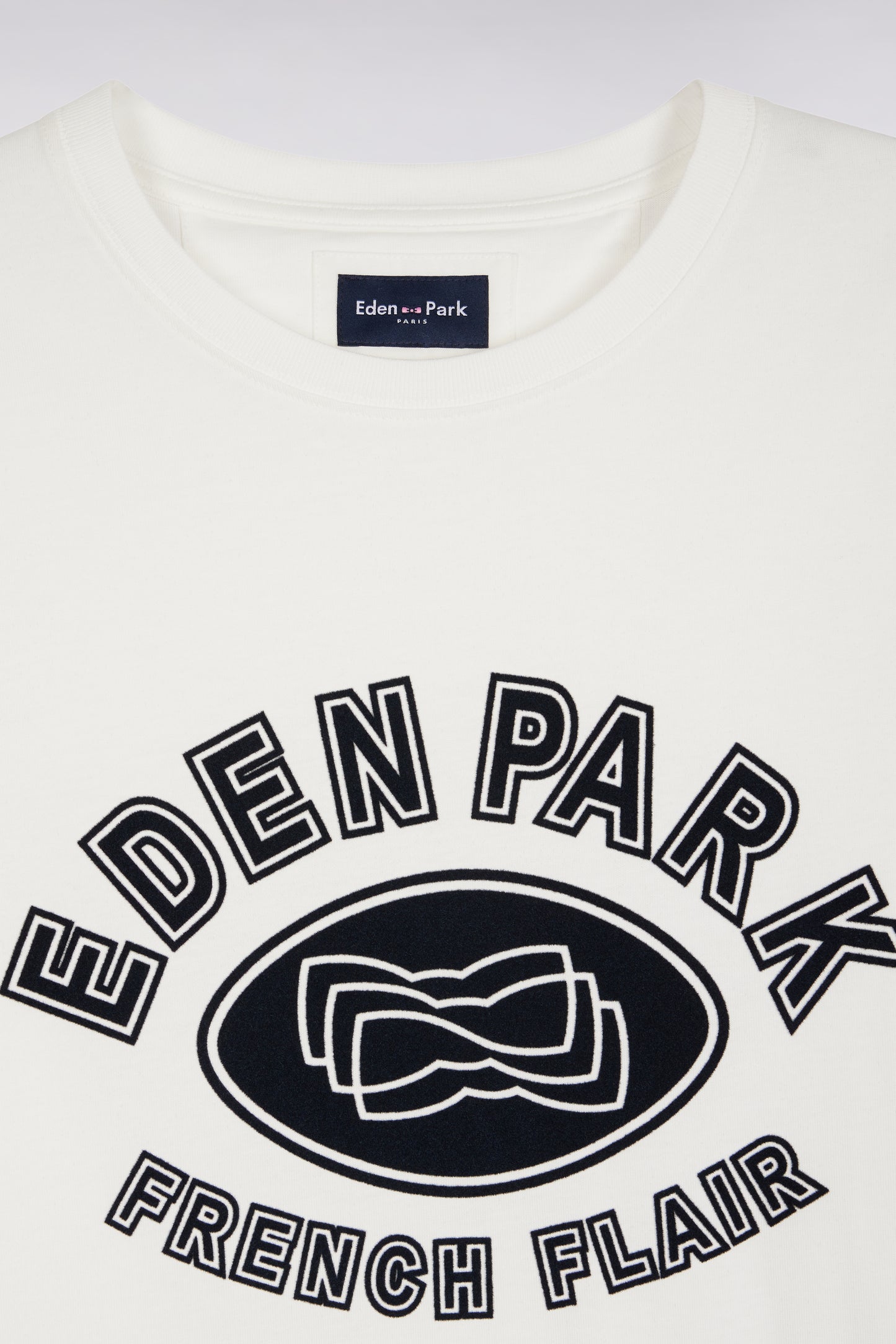 T-shirt à manches courtes en coton blanc impression effet velours