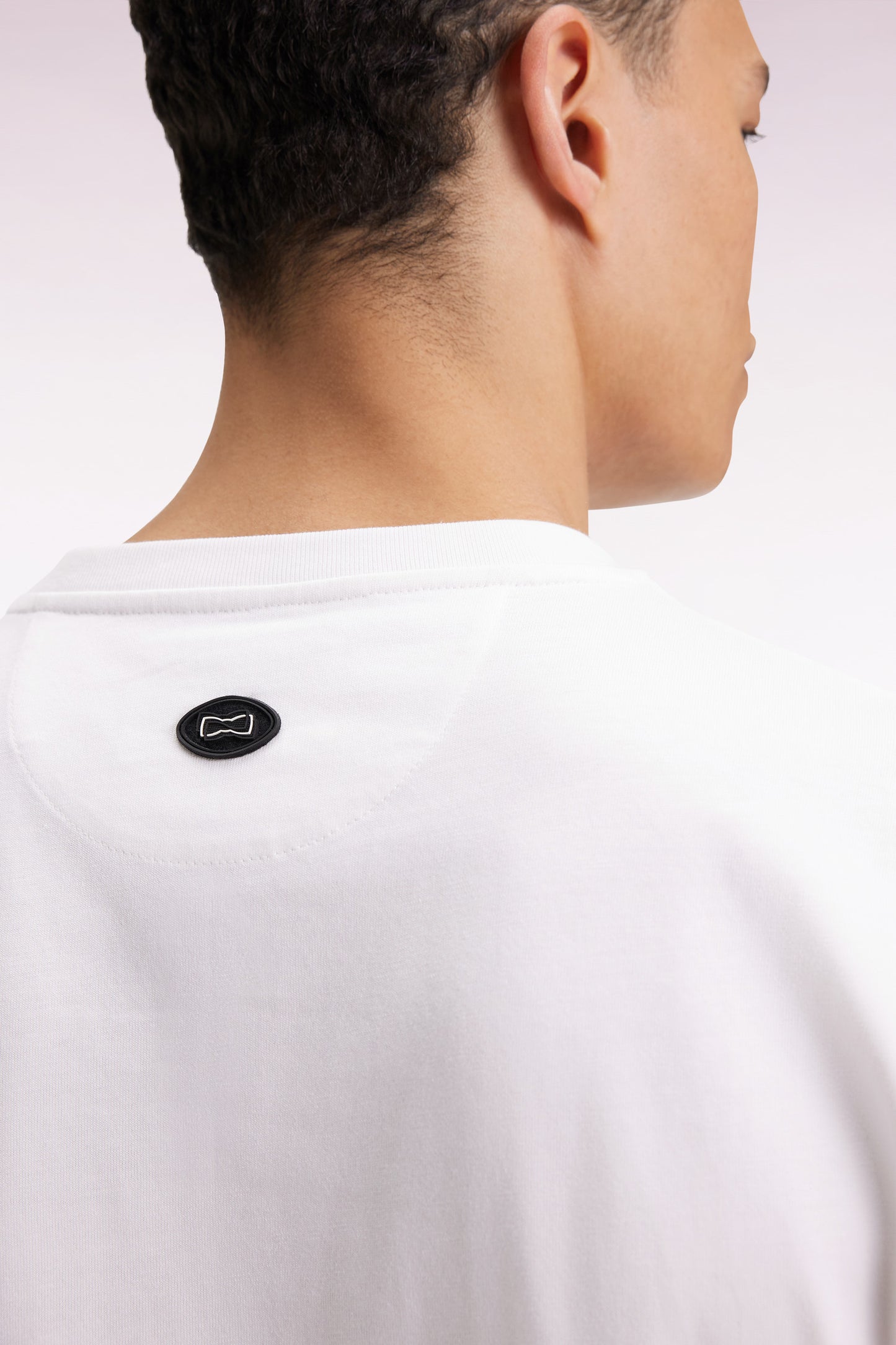 T-shirt à manches courtes en coton blanc impression effet velours